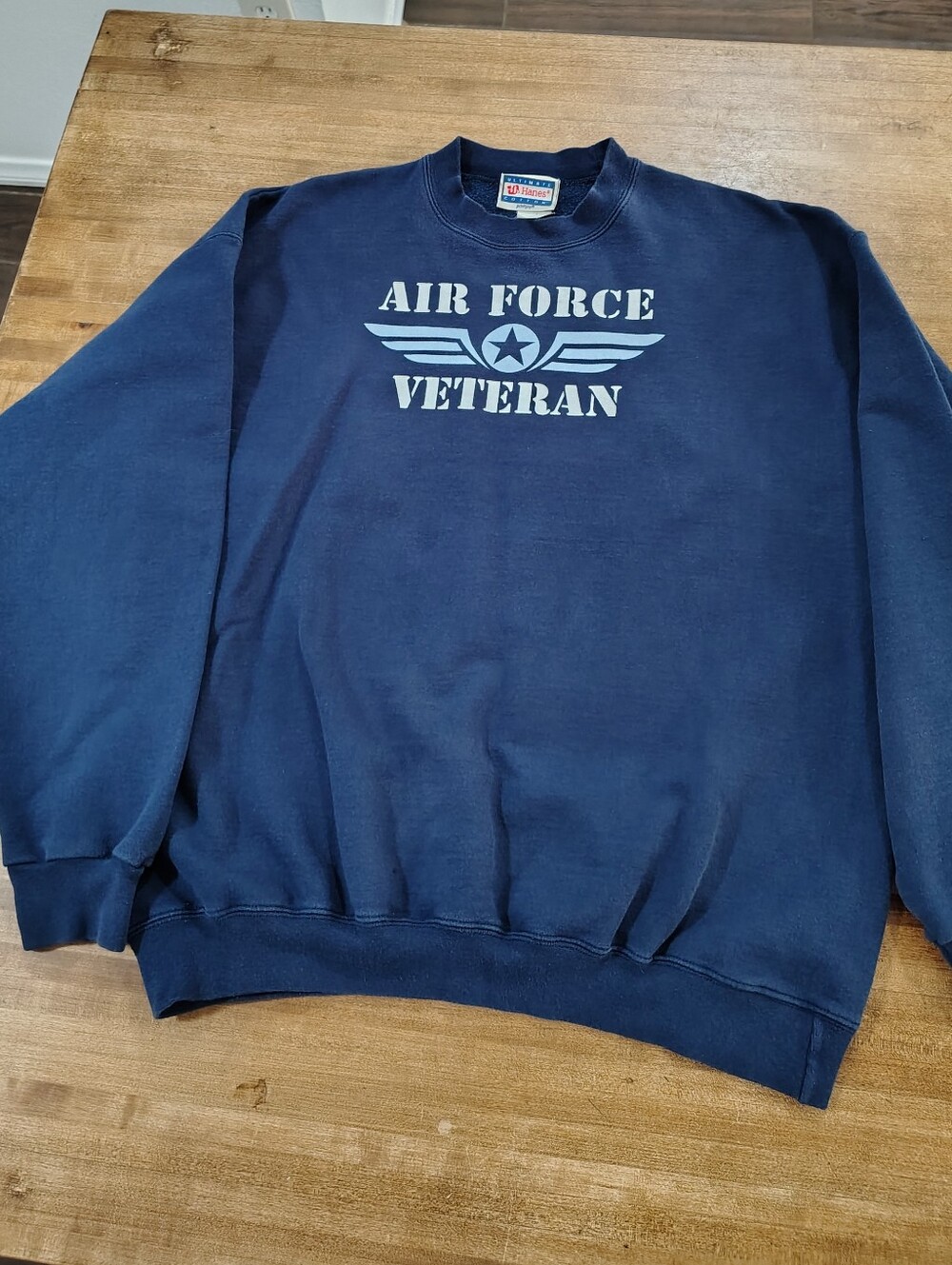Vintage Air Force Veteran Navy Blue Crewneck Sweatshirt HANES ULTIMATE COTTON